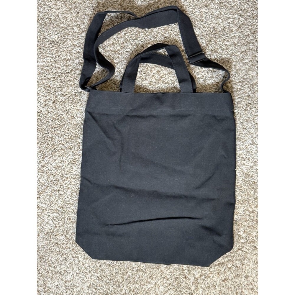Black Canvas Tote Bag Shoulder Crossbody Bag Snap Closure Zipper Pocket NWOT New